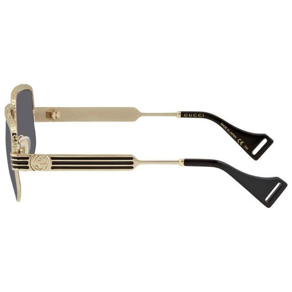 NEW Gucci Grey and Gold Rectangular Men's Sunglasses - Picture 3 of 4